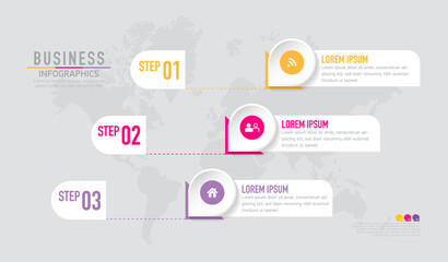 Vector illustration infographics design template, business information, presentation, chart, with 3 options or steps. 
