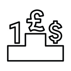 Pound sterling winner line icon. Outline vector design.
