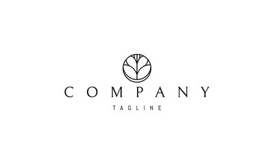 Vector logo on which an abstract image of the moon and tree in a circle.