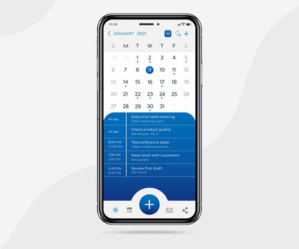 Mobile App Calendar Concept, Activity Calendar Template UI UX Design, Smartphone Calendar Schedule Application, Vector Illustration For Graphic Design