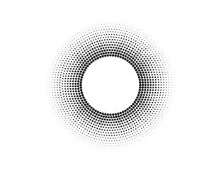 Halftone dots in circle form, logo. Vector illustration.