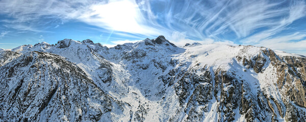 Winter panorama of Malyovitsa peak, Rila Mountain, Bulgaria