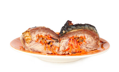 Gefilte fish isolated on a white background