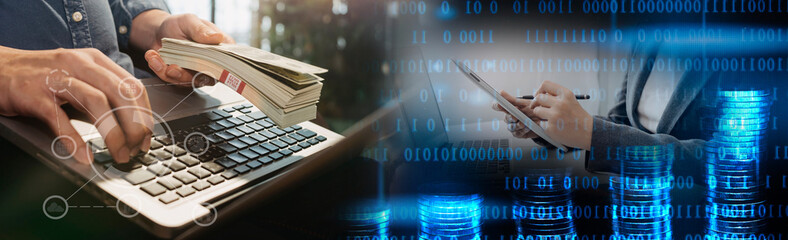Healthcare costs and fees concept.Hand of smart doctor used a calculator for medical costs in...
