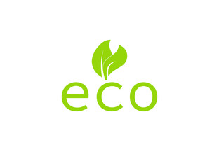 Green leaf, Eco icon on white background. Vector illustration.