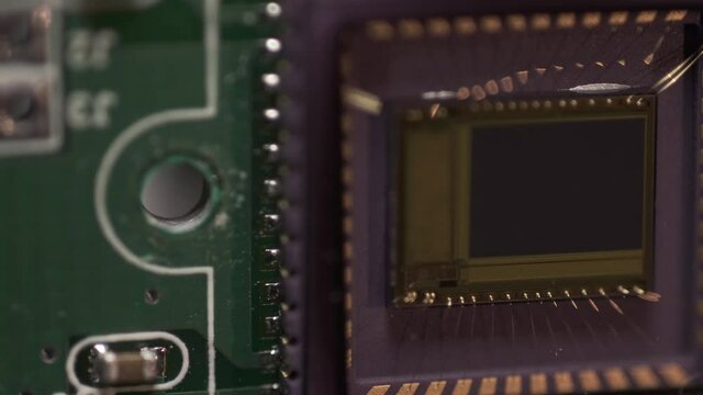 tracking macro footage of CCD camera sensor 
