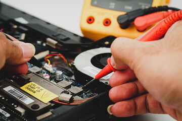 Naklejka premium Repair and diagnose computer electronic circuit boards. 