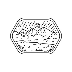 Nature outdoor badge monoline design illustration vector
