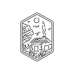 Retro adventure badge monoline design illustration vector
