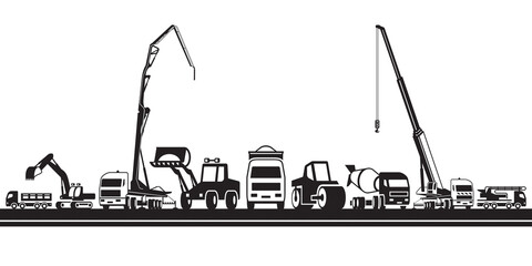 Heavy construction machinery – vector illustration