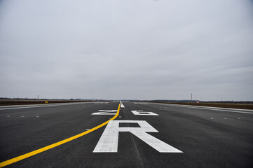 Fototapeta premium Tarmac detail on a newly constructed airplane runway