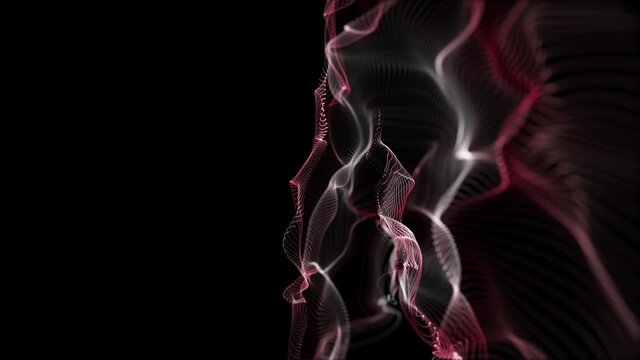 Futuristic animation with particle wave object in slow motion, 4096x2304 loop 4K