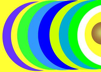 colorful semi-circles on a yellow background