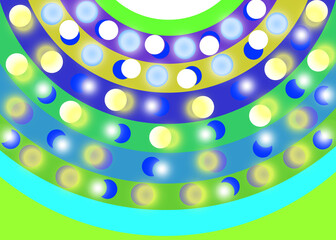 multi-colored semicircles with colored balls