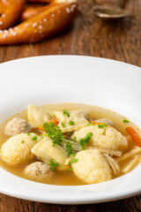 bavarian wedding soup in a plate