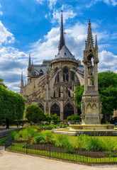 Fototapeta na wymiar Cathedral Notre Dame de Paris in Paris, France. Architecture and landmarks of Paris. Postcard of Paris