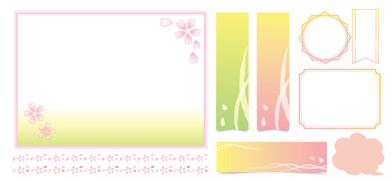 桜 フレーム 春 バナー 飾り罫 吹き出し 背景 sakura_spring_cards_asset