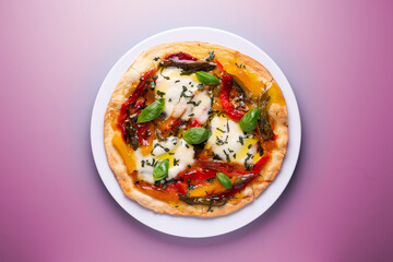 Original italian pizza with colored peppers