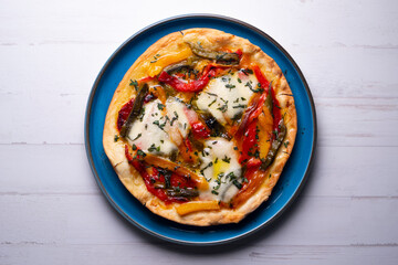Original italian pizza with colored peppers