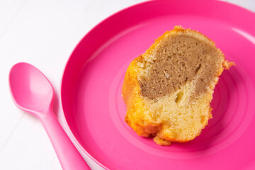 Coffee cake traditional spanish recipe with chocolate on the top.