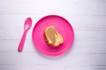 Coffee cake traditional spanish recipe with chocolate on the top.