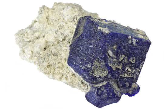 lazurite from Badakhshan province, Afghanistan isolated on white background