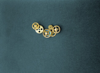 Clockwork gears mechanism concept vintage look. Copy space.