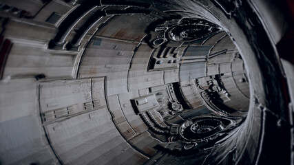3d rendered illustration of grunge high tech tunnel. High quality 3d illustration
