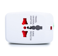 Travel universal adapter on white background isolation