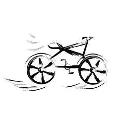 Fototapeta premium Bicycle drawn in vector using brushes. A means of transportation around the city, travel, sports and a healthy lifestyle. Illustration for magazines, books, website design and bike shops. Isolated.