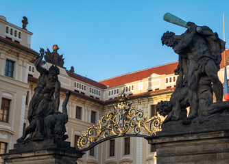 Fototapeta premium Statues at the entrance of Prague Castle