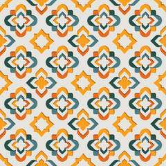 Islamic oriental ornamental arabesque seamless pattern. East motif paper style background vector illustration