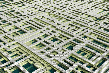 3d illustration render abstract futuristic labyrinth construction texture