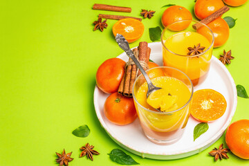 Sweet fruit jelly from fresh oranges and tangerines with fragrant spices
