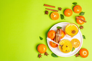 Sweet fruit jelly from fresh oranges and tangerines with fragrant spices