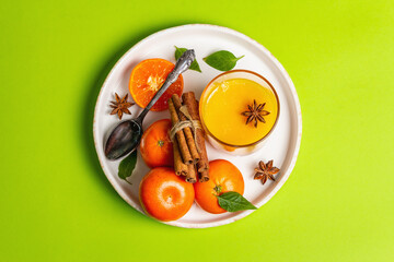 Sweet fruit jelly from fresh oranges and tangerines with fragrant spices