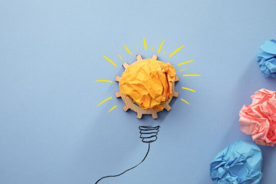 light bulb with color paper