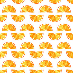 seamless pattern of orange orange slice isolated on white background. Watercolor illustration of a bright orange orange slice for a design Template wavy pattern of orange slices