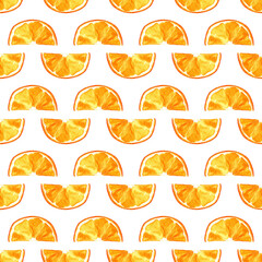 seamless pattern of orange orange slice isolated on white background. Watercolor illustration of a bright orange orange slice for a design Template wavy pattern of orange slices