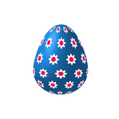 Colored 3d Easter egg with flowers. Decorative vector design element on white background