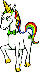 A unicorn with a rainbow mane.