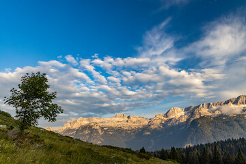Dolomites on Italian and Slovenian border around  mountain Monte Ursic with 2541 m in Julian Alps
