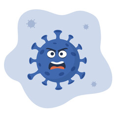 Coronavirus Cells or Bacteria Molecule. Virus COVID-19 Cell in Spherical Shape with Long Antennas. Coronavirus character scared. Vector illustration