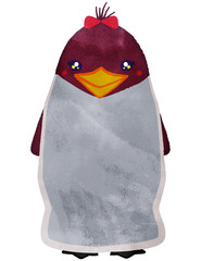 Yumekawa Penguin with glittering eyes and ribbon