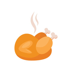 Vector illustration of a fried chicken isolated on white. Whole roast chicken