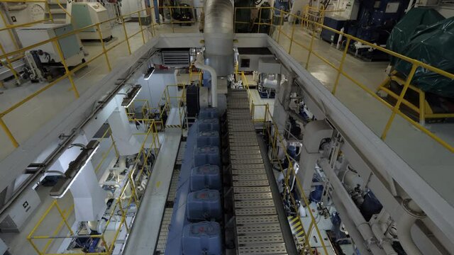 Engine room of ship with four stroke engine