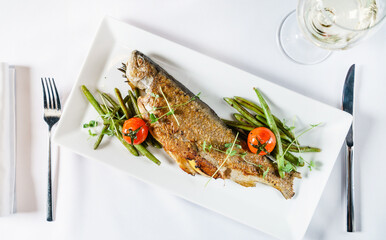 roasted trout with green beans