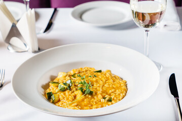 pumpkin risotto in the restaurant