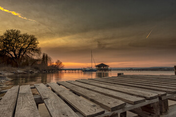 sunset over the pier varna bulgaria