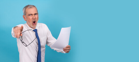 angry screaming businessman isolated on background